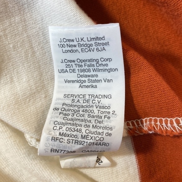 MADEWELL Easy Crop Long Sleeve Rugby Stripe Tee Orange and Cream Size XXS - Picture 10 of 12